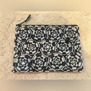 Anthropology Black and White Beaded Clutch